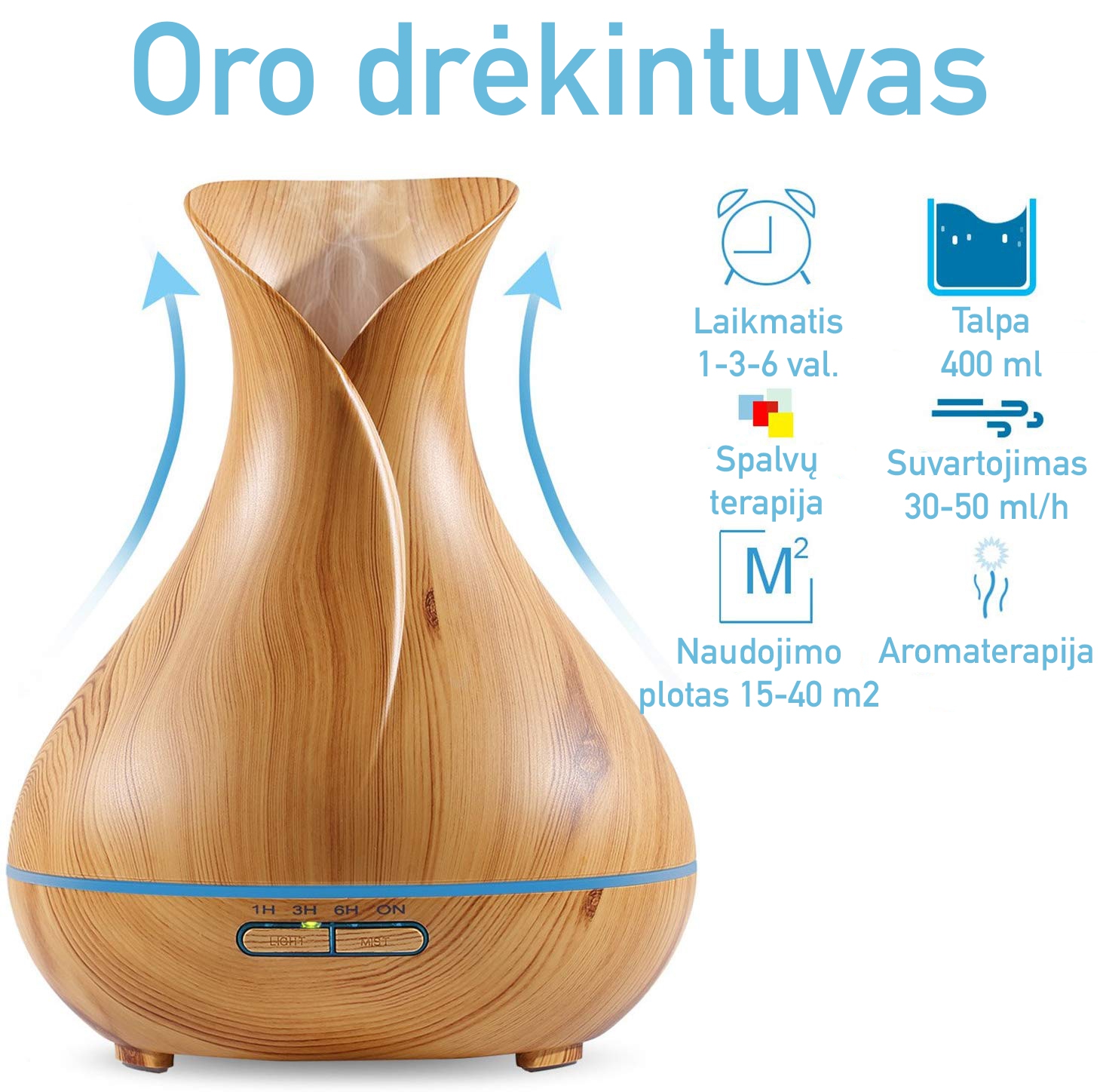 Oro drėkintuvas eterinių aliejų difuzorius , Trizzand Geltonas - Image 8
