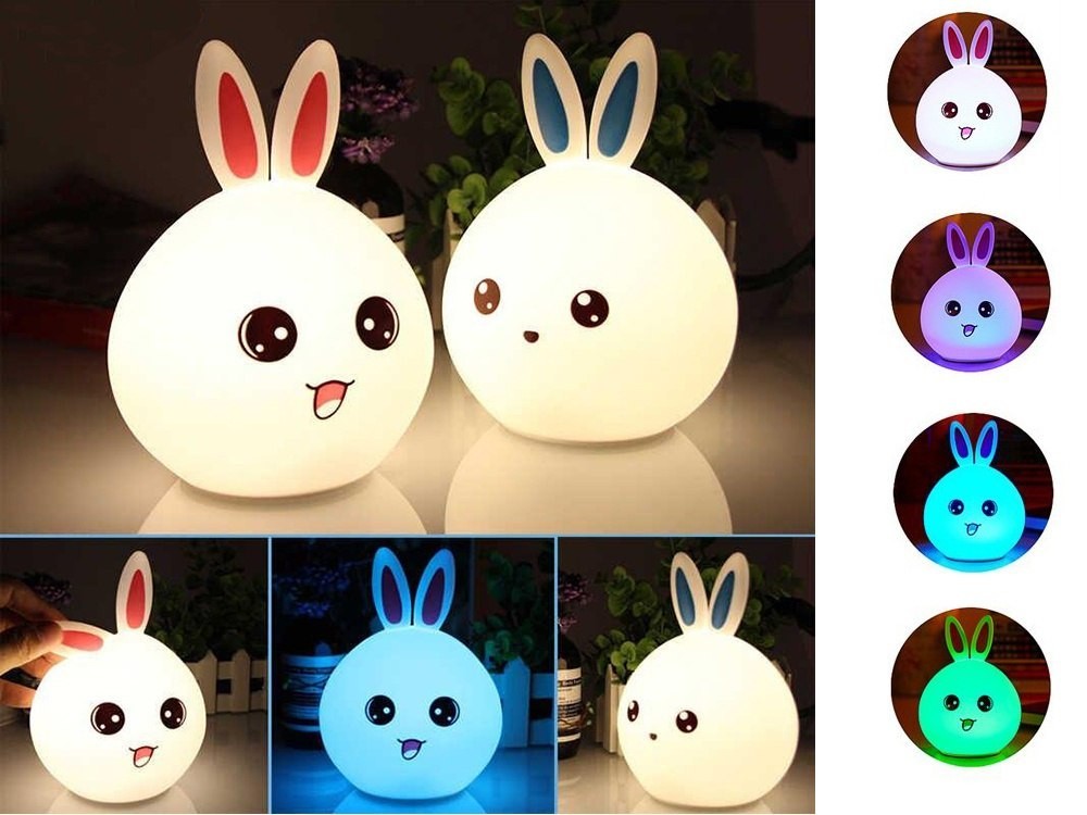 LED RGB naktinė lemputė vaikams „Triušis“, valdoma lietimu - Image 5