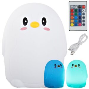 LED RGB naktinė lemputė vaikams „Pingvinas“ su pulteliu, USB