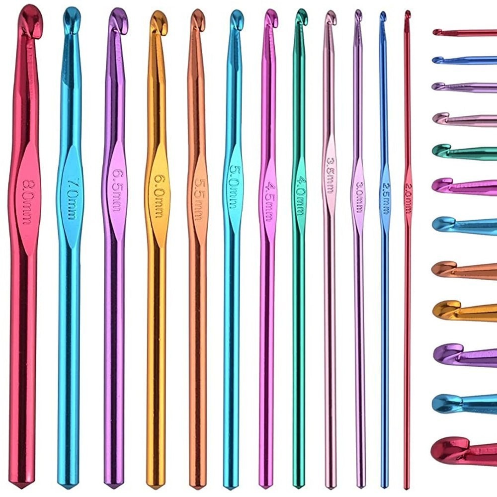 Nėrimo vąšelių rinkinys, 12 vnt., 2–8 mm